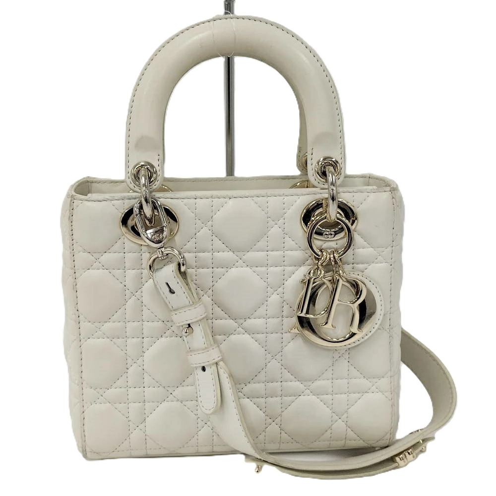 Christian Dior Lady Cannage White Handbag